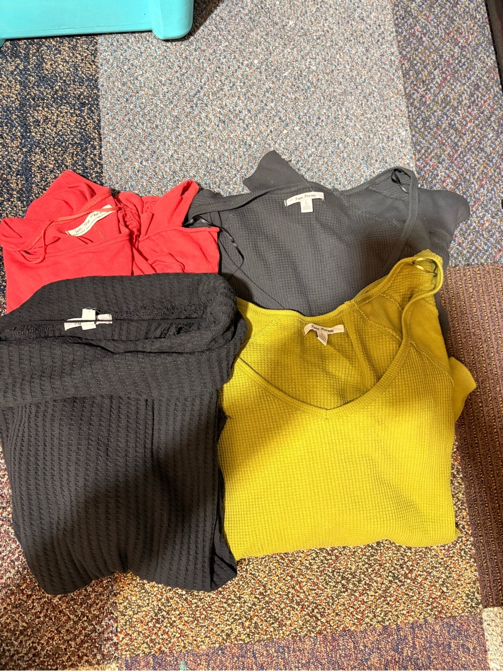 4 Free People Tops red black and green large and XL bundle